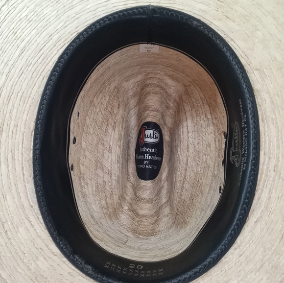 Justin By Milano Hat Co. 20X Straw Paper Western Hat •Size 7 1/8• Men's - Picture 7 of 9